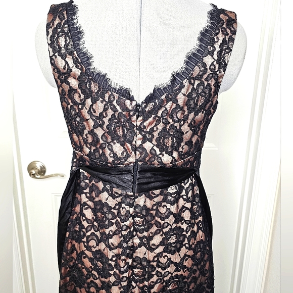 Classy Eliza J New York Black Lace & Nude Champagne Elegant Lady Cocktail Dress - Picture 15 of 15